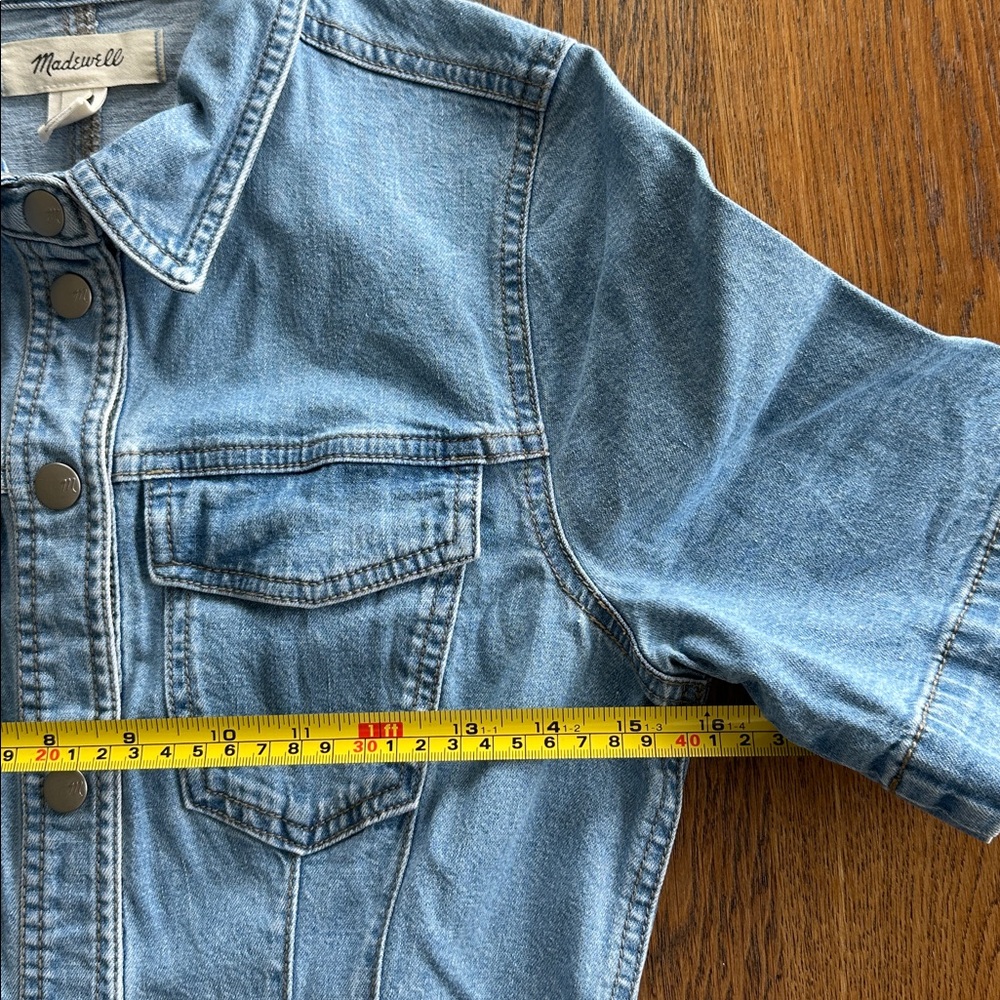 Madewell Denim Seamed Mini Shirtdress in Palermo Wash Light Blue Dress Casual - Picture 13 of 14
